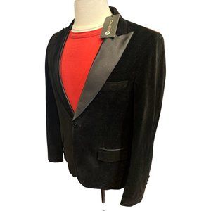 Slim Fit Black Pleuche Velvet Tuxedo Jacket